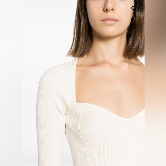 NWT Simkhai Giuliana Top in Ivory Size Medium Ribbed Sweetheart Neckline Sweater - Picture 12 of 12